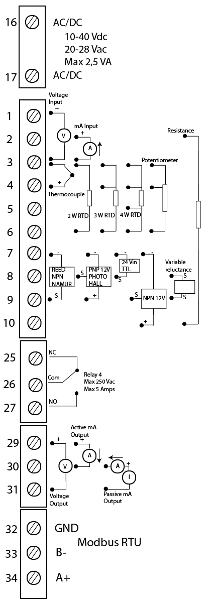 single-channel signal conditioner with Modbus RTU wiring diagram